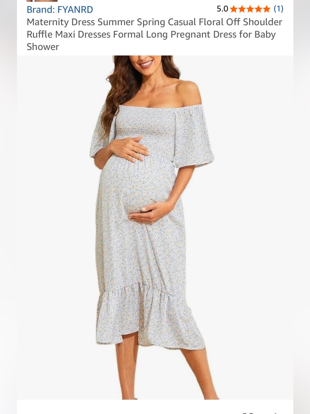 Maternity Floral Midi Dress in Light Blue